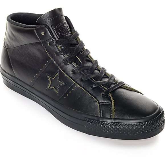 NIB Converse One Star Pro Mid Rub Off Leather Black 155518C - Picture 11 of 12